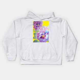 Purple Pansy Watercolor Painting Floral Kids Hoodie